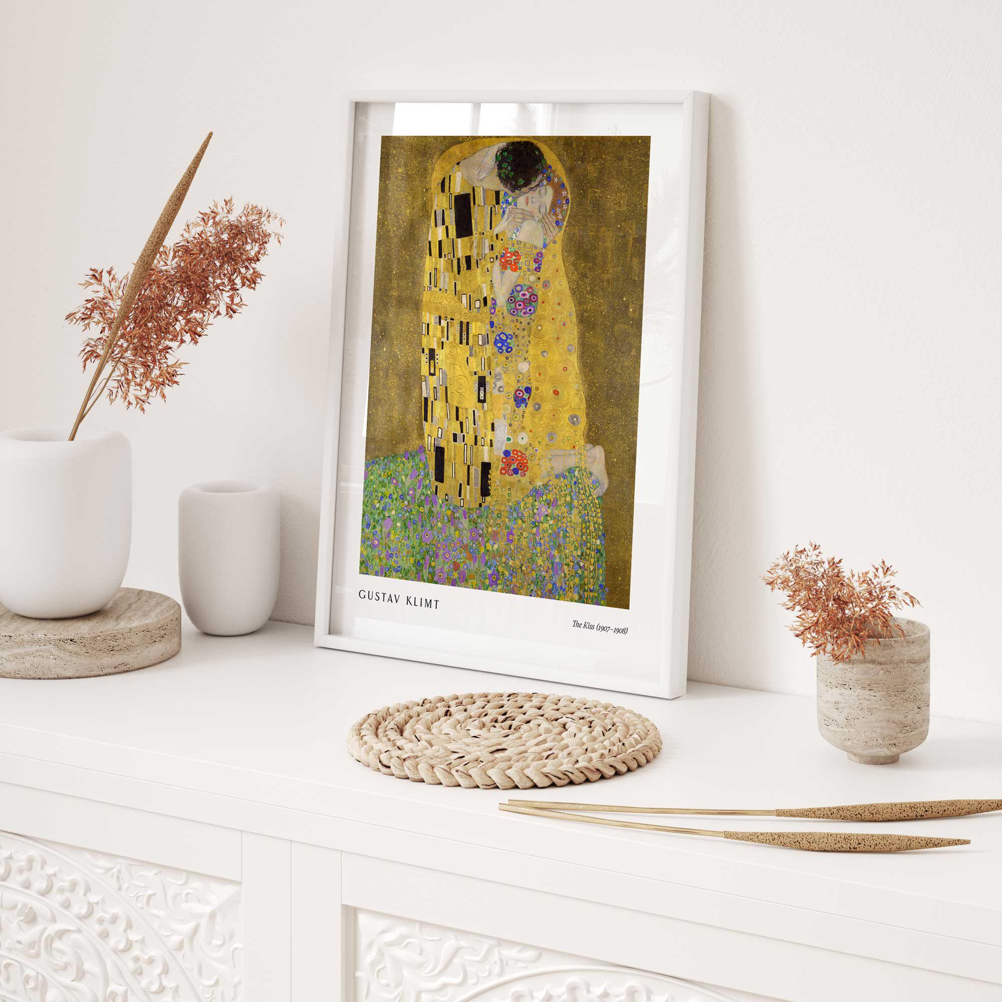 The Kiss by Gustav Klimt Poster Print Romantic Vintage Wall Art | Gold ...