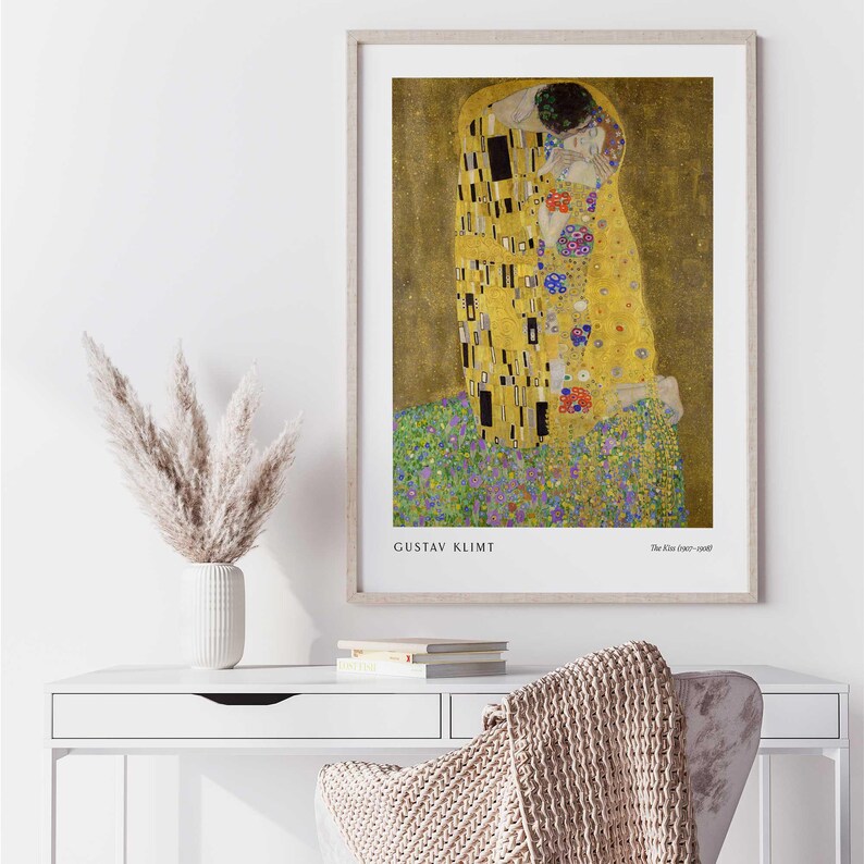 The Kiss by Gustav Klimt Poster Print Romantic Vintage Wall Art | Gold ...