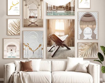 Temple of Marrakech Mosque Building Poster Home Decor Wall Art Islam Muslim Canvas Painting  Picture Quote Leaf Print Living Room