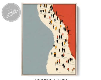 Arte de parede abstrata com multidão – Impressão figurativa moderna da vida urbana