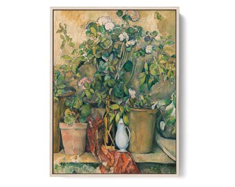 Paul Cezanne Art Print | Terracotta Pots and Flowers | Vintage Still Life Wall Decor | Impressionist Floral Painting | Antique Poster Art