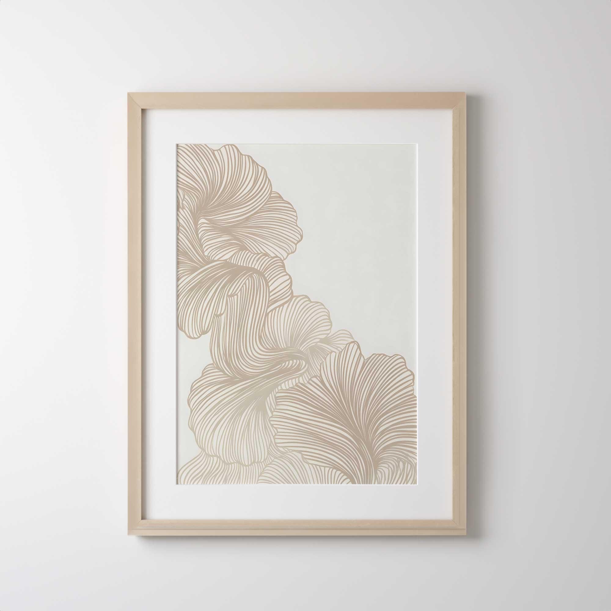 Neutral Beige Botanical Line Art Print, Minimalist Abstract Floral Wall ...