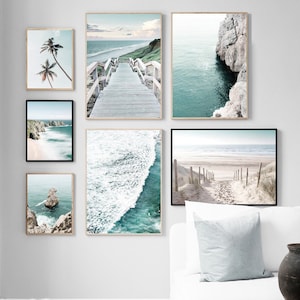 Splendidi sentieri e onde sulla spiaggia, ideali per interni costieri - Collezione Coastal Scenes, viste serene sulla spiaggia e sull'oceano