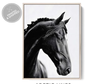 Black and White Horse Art Print, Elegant Equine Wall Art, Minimalist Horse Photography, Modern Animal Decor