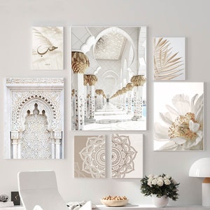 Marokko Tür und Islamische Poster Leinwand Heu Löwenzahn Wand Poster Beige Blumen Kunst Malerei Drucke Bilder Wohnzimmer Dekoration