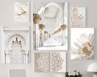 Maroc porte et affiche islamique toile foin pissenlit affiches murales Beige fleurs Art peinture imprimer photos salon décoration