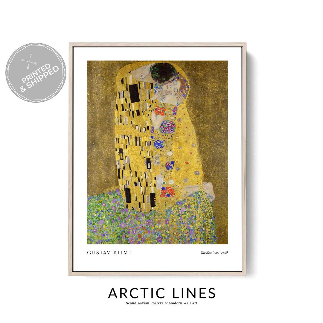 The Kiss by Gustav Klimt Poster Print Romantic Vintage Wall Art | Gold ...