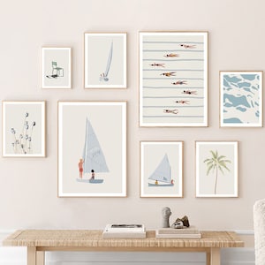 Segeln Ozean Blumen Sommer Boot Poster Minimalistische Wand Kunst Leinwand Gemälde und Drucke Wandbilder für Wohnzimmer Dekor