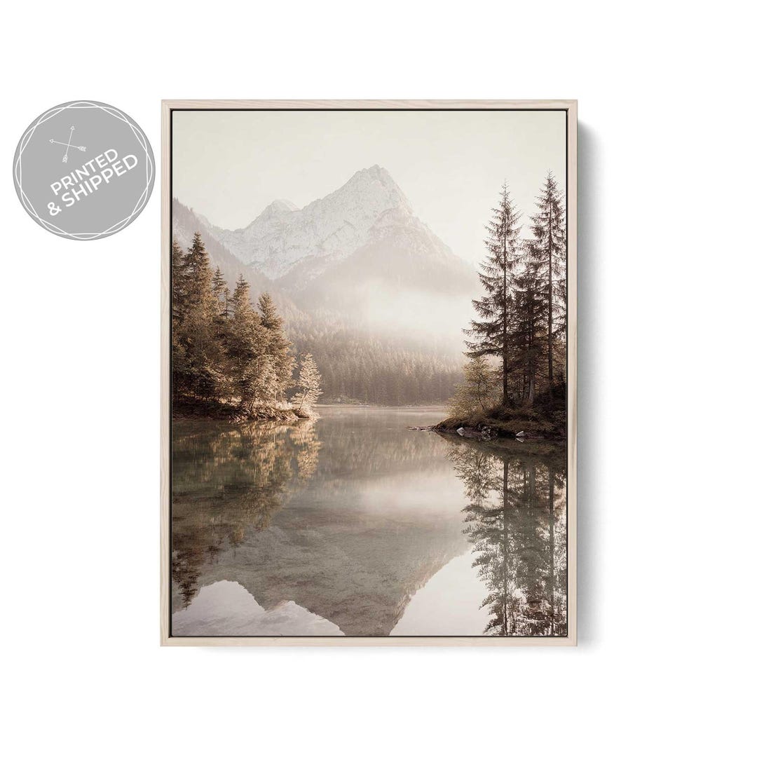 Misty Mountain Lake Art Print Serene Forest Landscape Photography ...