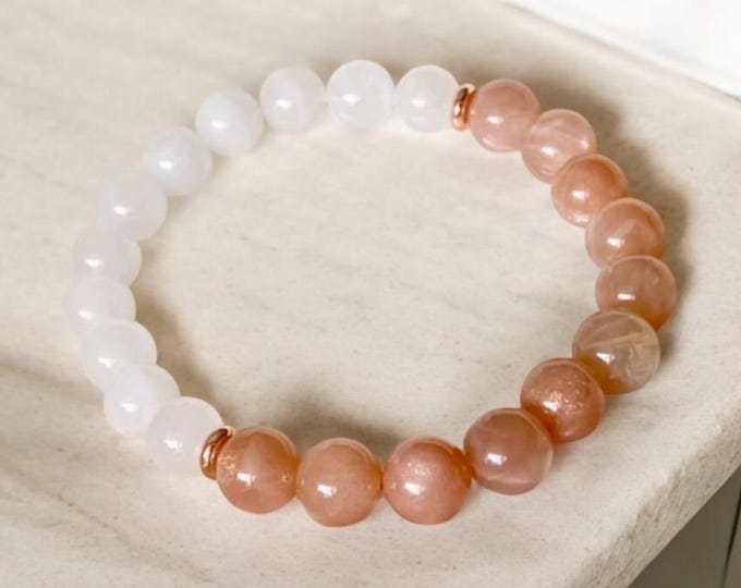 Featured listing image: Sunstone &  Moonstone  “Peace and Joy” Crystal Gemstone Bracelet