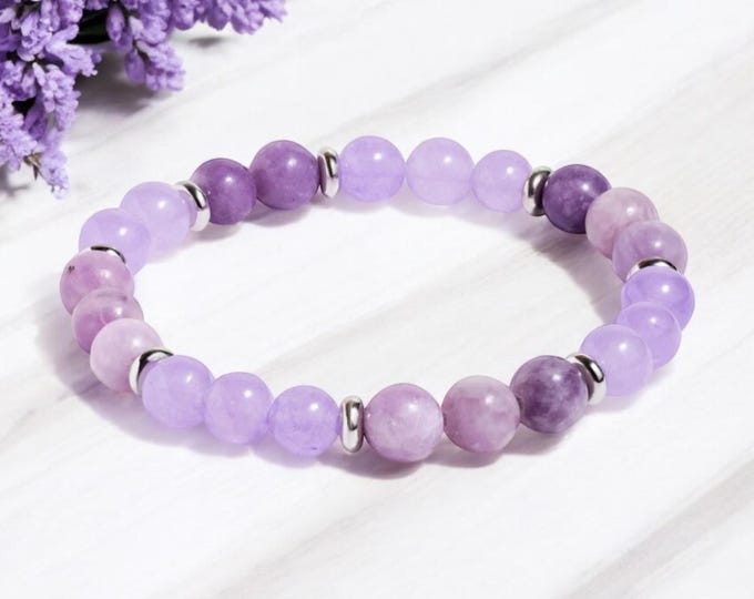 Featured listing image: Lavender Amethyst & Lepidolite “Tranquility” Gemstone Bracelet