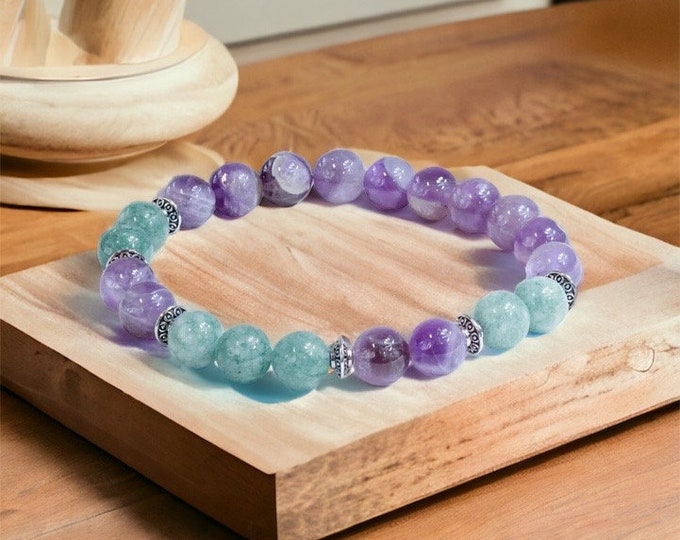 Featured listing image: Amethyst & Aquamarine “New Beginnings” Crystal Gemstone Bracelet