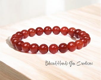 Red Agate “Strength” Gemstone Bracelet: Unisex Crystal Healing Jewelry