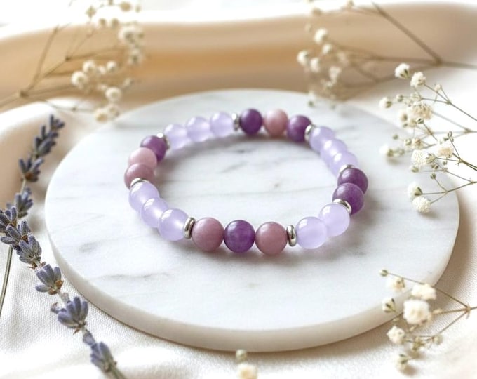 Featured listing image: Lavender Amethyst & Lepidolite “Tranquility” Gemstone Bracelet