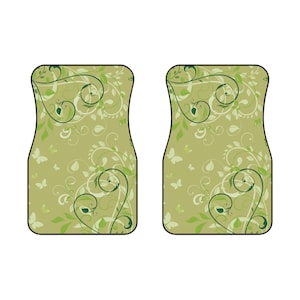 Aesthetic Y2k Green Car mat, Cute Car accessory, Vector Flourish Car mat image 1