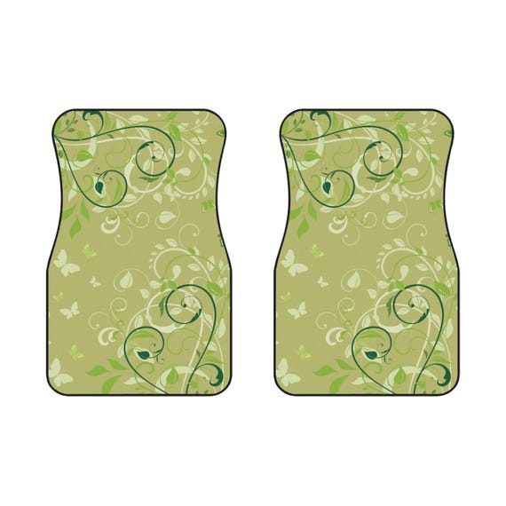 Aesthetic Y2k Green Car mat, Cute Car accessory, Vector Flourish Car mat