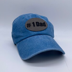 Vintage baseball hoed, vaderdag # 1 vader, laser gegraveerde patch, laag profiel ongestructureerd katoen gewassen verstelbare vader hoed, unisex volwassen cap