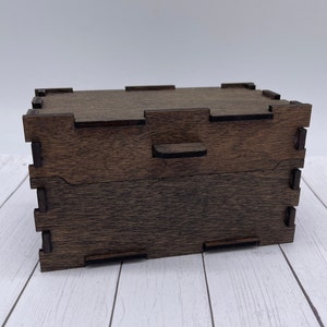 Handmade Wood Keepsake Box, Fully Assembled and Stained, Wood Trinket Box with Hinged Lid, Laser Cut Wood Treasure Box, Made in USA