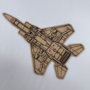 Fighter Jet, Laser Cut Laser Engraved, Unfinished Wood Shape Airplane, Wood Air Craft, Made in USA