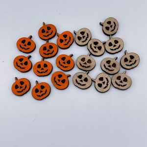 Halloween Jack-O-Lantern Stud Earring Blanks, 5 Pairs, Laser Cut DIY Wood Earrings,  Unfinished or Painted Options