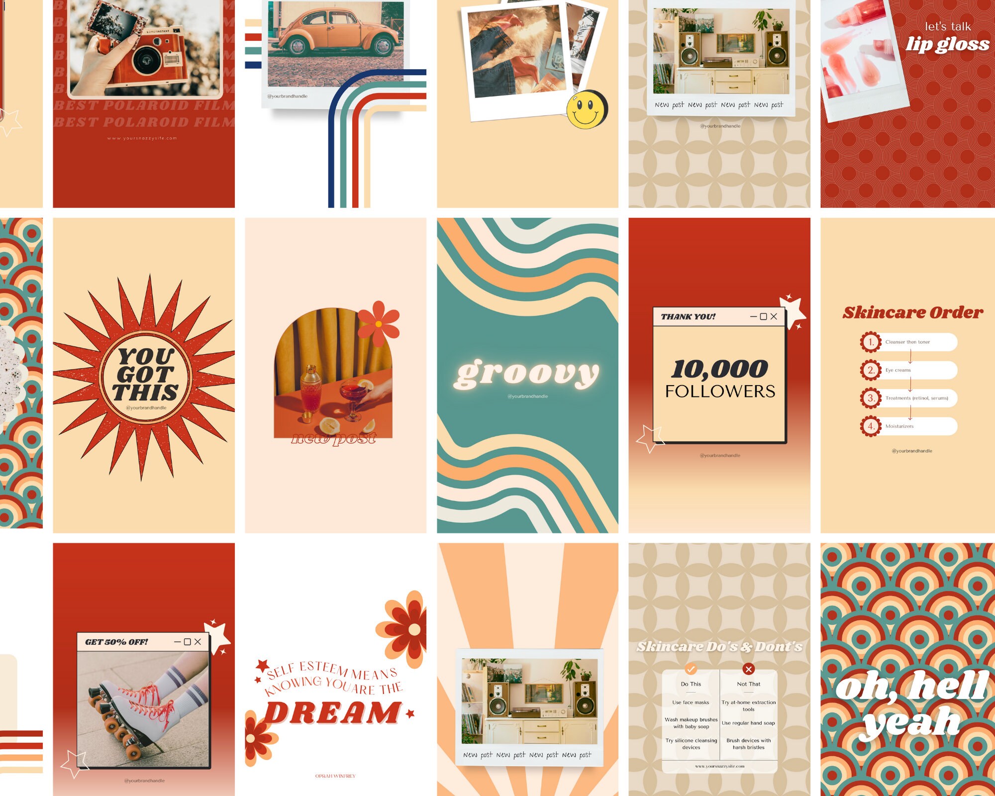 60 Retro Instagram Templates Retro Theme Instagram Stories Etsy España