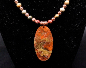 collar de cobre, collar hecho a mano, colgante único, regalo para ella, collar para mujeres, collar de cuentas, joyas de piedras preciosas hechas a mano, colgante