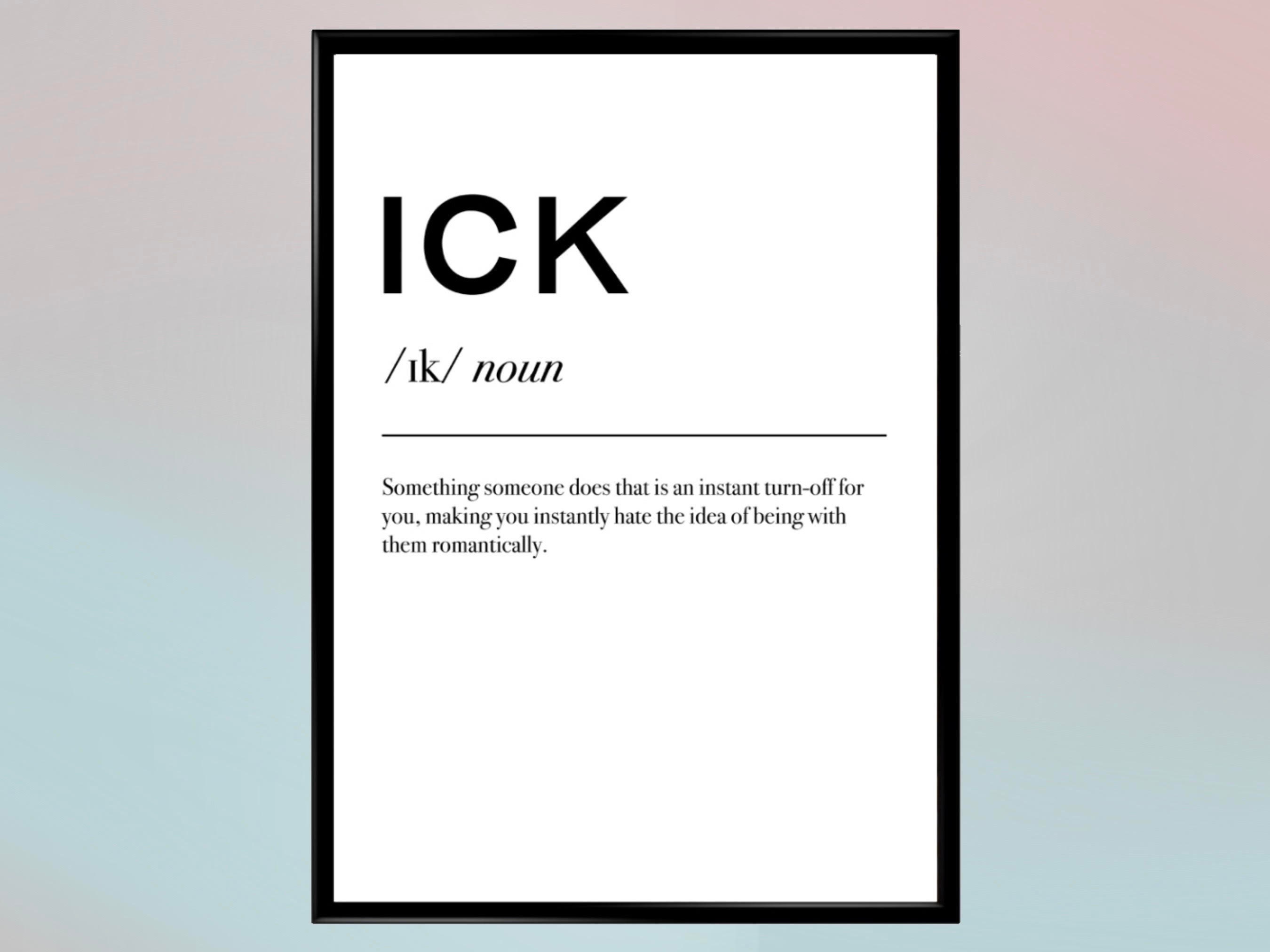 Ick Definition Poster Print A4 A3 A2 Typography Posters Etsy UK