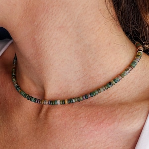 Indian Agate Crystal Necklace, Gemstone Choker, Natural Stone, Dainty Agate Necklace, Handmade in UK