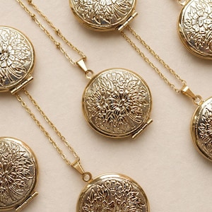 Flower Locket Necklace, Stainless Steel Floral Pendant Necklace, Minimalist Keepsake Jewellery