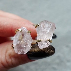 Raw Gemstone Stud Earrings, Rose Quartz / Amethyst / Black Obsidian / Lemon Quartz / Quartz Cadmium Free & Lead Free Earrings