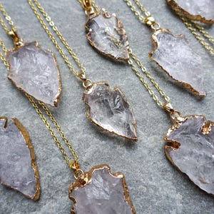 Raw Quartz Arrow Necklace, Crystal Arrowhead Pendant, Minimalist Stone Jewellery