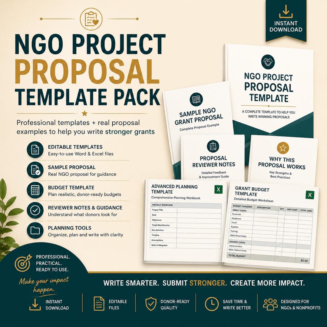 Grant Proposal & Budgeting System for Ngos (fillable Template, Budget ...