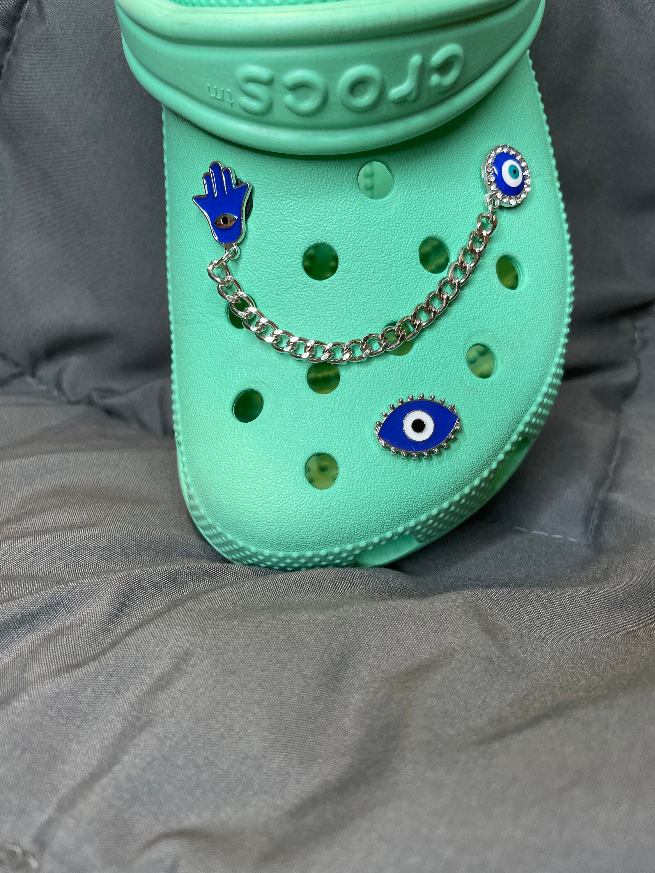 2 Pc Evil Eye Croc Chain Jibbitz Bracelet Charms Spiritual Etsy