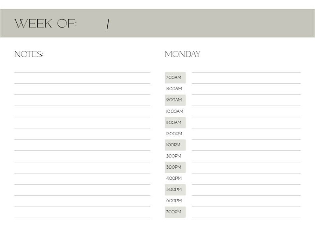 Minimalist Weekly Planner - Digital Download (printable) - Etsy
