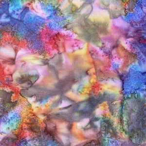 Salt-dye Batik One Yard Blue Purple Multi-color Rainbow Cotton Sewing Quilting Fabric