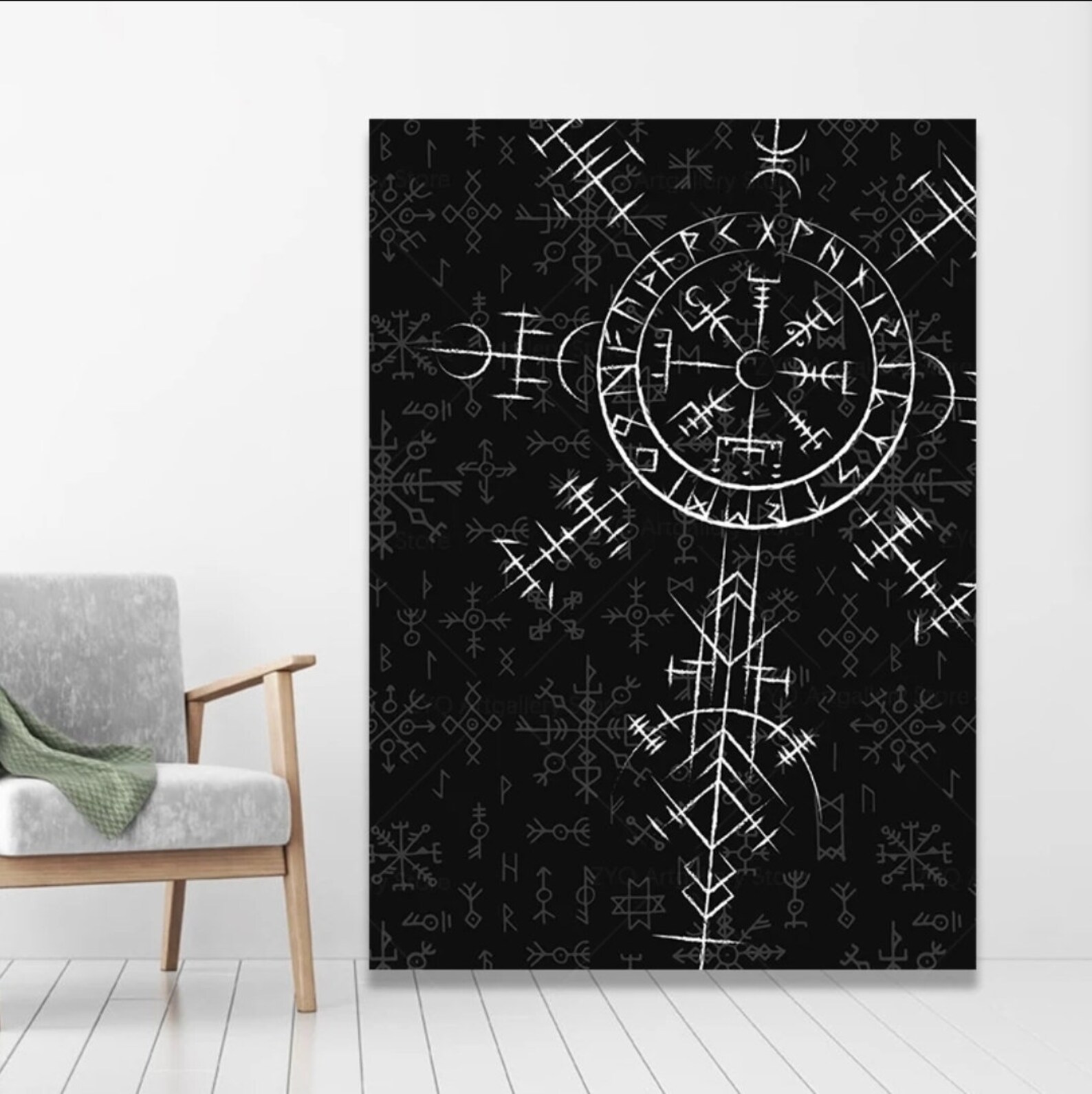 Vegvisir Wall Art Canvas Nordic Wall Art Viking Decor Etsy