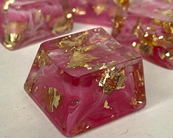 Red + Gold Foil Resin Keycaps | Artisan Keycap | Keycaps For Mechanical Keyboard