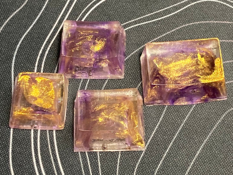 Purple And Gold Nebula Keycaps Custom Artisan Resin Keycaps image 4