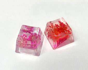 Tapas de teclas de resina de flores / OEM y perfil de cereza / Tapas de teclas artesanales de flores transparentes