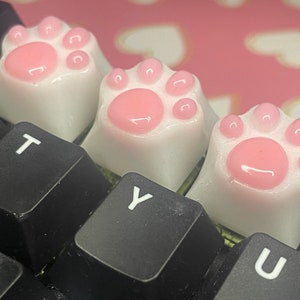 Customizable Resin Cat Paw Keycap | Cute Kitty Keycaps | Pink Artisan Keycaps For Gamer Girl