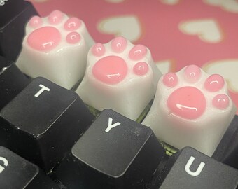 Customizable Resin Cat Paw Keycap | Cute Kitty Keycaps | Pink Artisan Keycaps For Gamer Girl