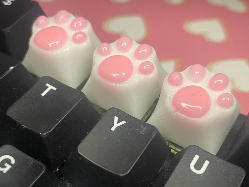Customizable Resin Cat Paw Keycap Cute Kitty Keycaps Pink Artisan Keycaps For Gamer Girl image 1