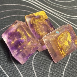 Purple And Gold Nebula Keycaps Custom Artisan Resin Keycaps image 6