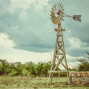 Wooden Windmill on Working Ranch Canvas Print Rustic Country Decor