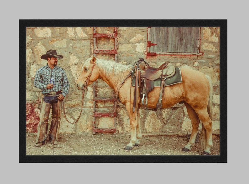 Texas Working Cowboy Western Horse Art Print Cowboy Art Home Decor image 6