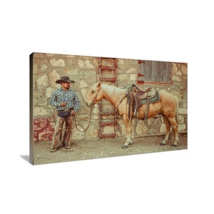 Texas Working Cowboy Western Horse Art Print Cowboy Art Home Decor image 2