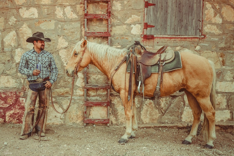 Texas Working Cowboy Western Horse Art Print Cowboy Art Home Decor image 1