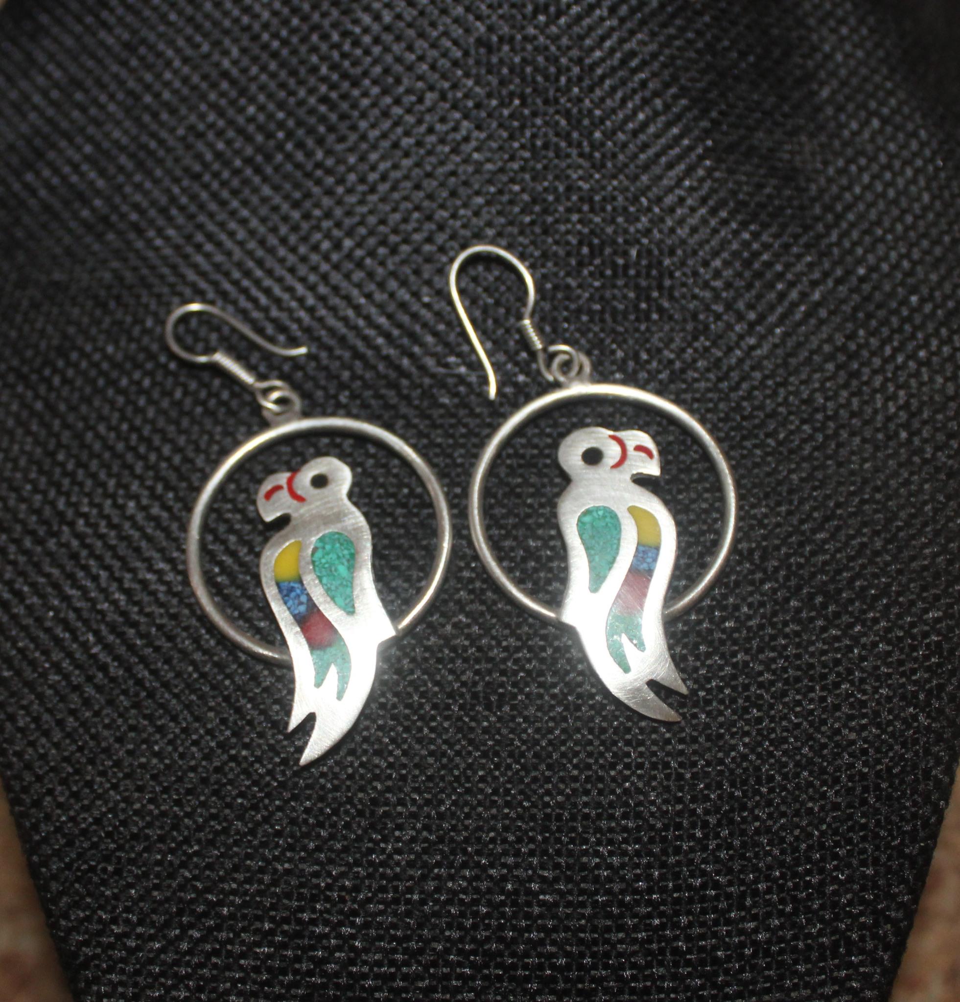 Sterling Silver Parrot Earrings PP113