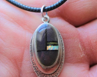 Vintage Amethyst Inlay Pendant with Fire Opal PP114
