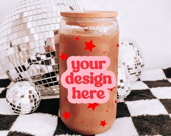 16 oz glass tumbler mockup, Glass beer can mockup, Tumbler Mockup, 16 Oz Beer Glass Mockup, Libbey glass Mockup, Disco Tumbler mockup, Glass